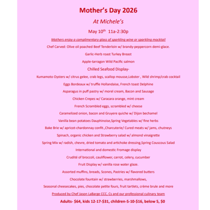 Mother's day Menu